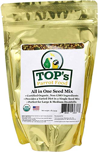 TOP's All in One Seed Mix for Large Birds, Non-GMO, Peanut Soy & Corn Free, USDA Organic Certified, 1lb