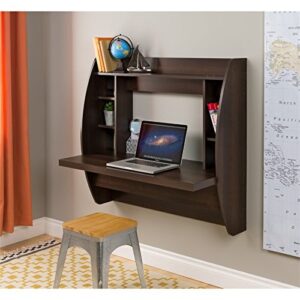 Prepac Wall Mounted Floating Desk with Storage, Espresso