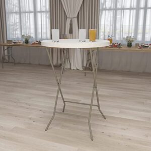 Flash Furniture Kathryn 2.63-Foot Round Granite White Plastic Bar Height Folding Table