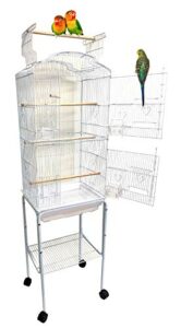66-inch open top flight bird cage for cockatiel quaker parrot sun parakeet green cheek conures finch budgie lovebird parrotlet canary finch pet bird cage with rolling stand