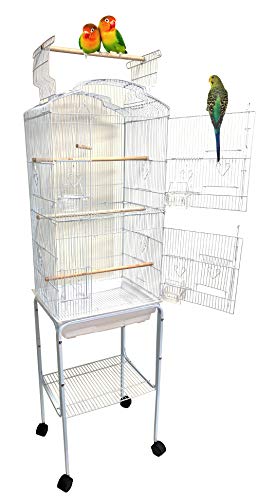 66-Inch Open Top Flight Bird Cage for Cockatiel Quaker Parrot Sun Parakeet Green Cheek Conures Finch Budgie Lovebird Parrotlet Canary Finch Pet Bird Cage with Rolling Stand