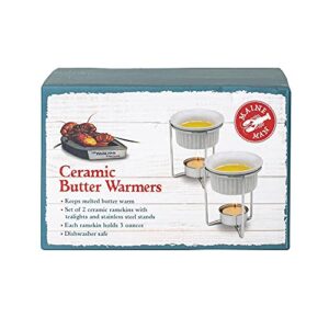 Maine Man Butter Warmer Set, Ceramic Ramekins with Chrome-Plated Steel Wire, Set of 2, 3-Ounce Capacity