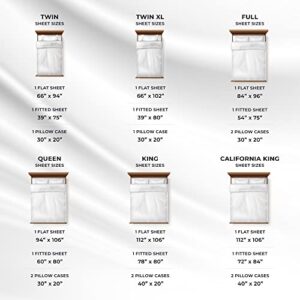 Tribeca Living King Bed Sheet Set, Crisp and Smooth Cotton Percale Solid Sheets and Pillowcase Set, Extra Deep Pocket, 300 Thread Count, 4-Piece Luxury Bedding, White