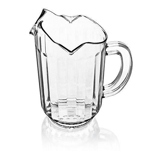 New Star 46229 Polycarbonate Plastic Restaurant Water Pitcher with 3 Spouts, 60-Ounce, Clear