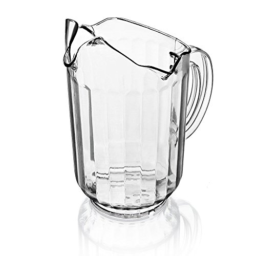 New Star 46229 Polycarbonate Plastic Restaurant Water Pitcher with 3 Spouts, 60-Ounce, Clear