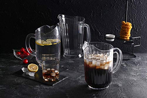 New Star Foodservice 46236 Resturant-Grade Polycarbonate Plastic Water Pitcher with 3 Spouts, 60 oz, Clear, Set of 12