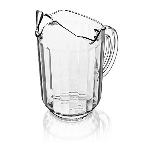 New Star Foodservice 46236 Resturant-Grade Polycarbonate Plastic Water Pitcher with 3 Spouts, 60 oz, Clear, Set of 12