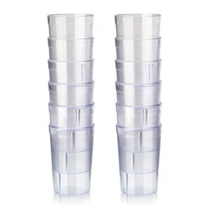 new star foodservice 46649 tumbler beverage cup, stackable cups, break-resistant commercial san plastic, 8 oz, clear, set of 12