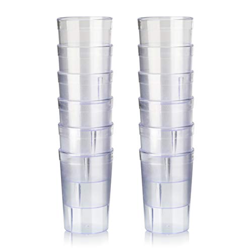 New Star Foodservice 46649 Tumbler Beverage Cup, Stackable Cups, Break-Resistant Commercial SAN Plastic, 8 oz, Clear, Set of 12