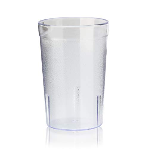 New Star Foodservice 46649 Tumbler Beverage Cup, Stackable Cups, Break-Resistant Commercial SAN Plastic, 8 oz, Clear, Set of 12