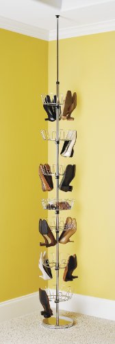 Whitmor 6 Tier Floor-To-Ceiling Shoe Spinner - Adjustable with Basket