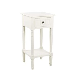 decor therapy simplify side storage drawer accent table, 14 in w x 14 in d x 28 in h, antique white