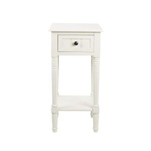 Decor Therapy Simplify Side Storage Drawer Accent Table, 14 in W x 14 in D x 28 in H, Antique White