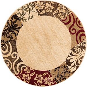 well woven barclay vane willow damask beige modern area rug 5'3" round