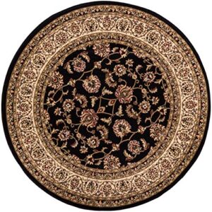 well woven barclay sarouk black traditional area rug 5'3" round