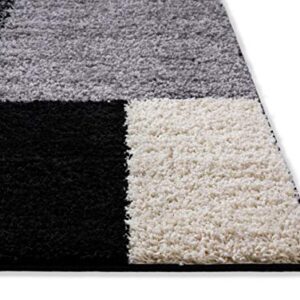 Well Woven Madison Shag Cubes Black Modern Area Rug 5'3" x 7'3"