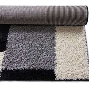 Well Woven Madison Shag Cubes Black Modern Area Rug 5'3" x 7'3"