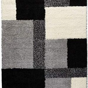 Well Woven Madison Shag Cubes Black Modern Area Rug 5'3" x 7'3"