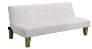 dhp aria futon couch, tufted faux leather upholstery - white