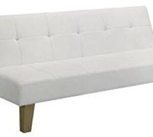 DHP Aria Futon Couch, Tufted Faux Leather Upholstery - White