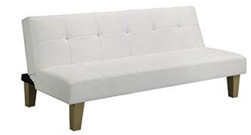 DHP Aria Futon Couch, Tufted Faux Leather Upholstery - White