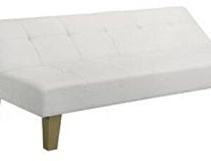 DHP Aria Futon Couch, Tufted Faux Leather Upholstery - White