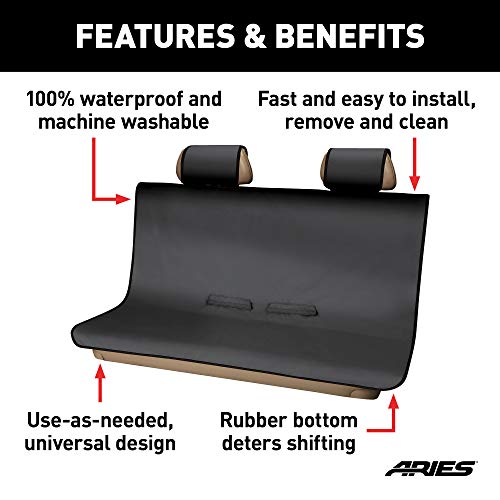 ARIES 3146-09 Seat Defender 58-Inch x 55-Inch Black Waterproof Universal Bench Car Seat Cover Protector