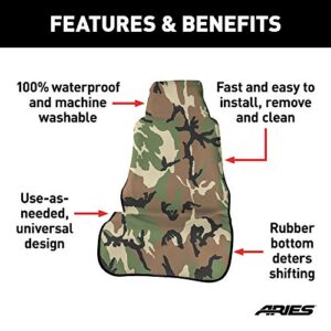 ARIES 3142-20 Seat Defender 58-Inch x 23-Inch Camo Waterproof Universal Bucket Car Seat Cover Protector , Camouflage