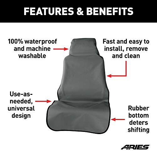 ARIES 3142-01 Seat Defender 58-Inch x 23-Inch Grey Waterproof Universal Bucket Car Seat Cover Protector