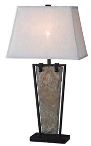 kenroy home 32227sl free fall table lamp with natural slate finish, rustic style, 30" height, 12" width, 16" depth