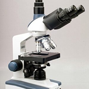 AmScope T120C Professional Siedentopf Trinocular Compound Microscope, 40X-2500X Magnification, WF10x and WF25x Eyepieces, Brightfield, LED Illumination, Abbe Condenser with Iris Diaphragm, Double-Layer Mechanical Stage, 100-240VAC