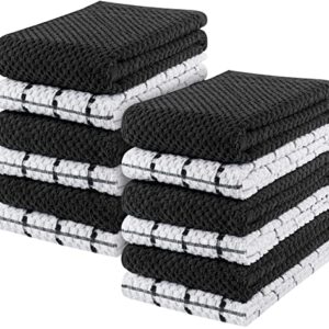 Utopia Towels Kitchen Towels, 15 x 25 Inches, 100% Ring Spun Cotton Super Soft and Absorbent Black Dish Towels, Tea Towels and Bar Towels, (Pack of 12)