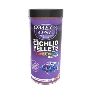 omega one super color sinking cichlid pellets, 2mm small pellets, 8 oz