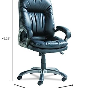 OIF Executive Swivel/Tilt Leather High-Back Chair, Fixed Arched Arms, Black