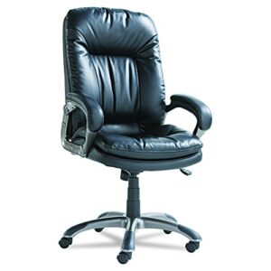OIF Executive Swivel/Tilt Leather High-Back Chair, Fixed Arched Arms, Black