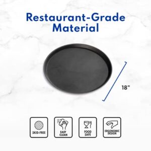 New Star Foodservice 25330 Restaurant Grade Non-Slip Tray, Plastic, Rubber Lined, Round (18-Inch, Black)