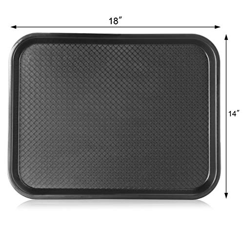New Star Foodservice 24692 Black Plastic Fast Food Tray, 14 by 18-Inch, Set of 12