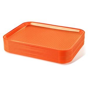 new star foodservice 24814 orange plastic fast food tray, 14 by 18-inch, set of 12