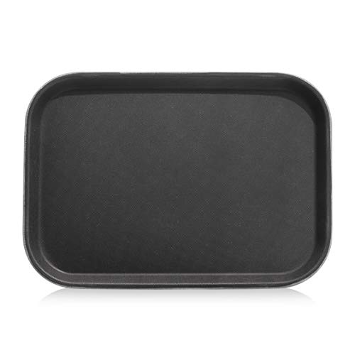 New Star Foodservice 24852 Restaurant Grade Non-Slip Tray, Plastic, Rubber Lined, Rectangular, 10-Inch x 14-Inch, Black