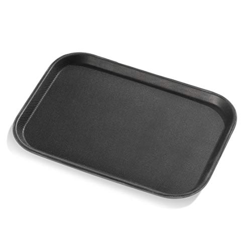 New Star Foodservice 24852 Restaurant Grade Non-Slip Tray, Plastic, Rubber Lined, Rectangular, 10-Inch x 14-Inch, Black