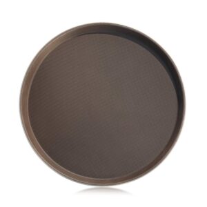 new star foodservice 25064 restaurant grade non-slip tray, plastic, rubber lined, round, 14-inch, brown