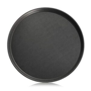 new star foodservice 25217 restaurant grade non-slip tray, plastic, rubber lined, round (16-inch, black)
