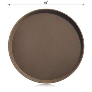 New Star Foodservice 25248 Restaurant Grade Non-Slip Tray, Plastic, Rubber Lined, Round (16-Inch, Brown)