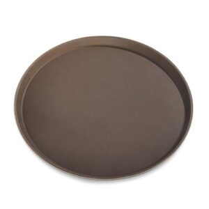 New Star Foodservice 25248 Restaurant Grade Non-Slip Tray, Plastic, Rubber Lined, Round (16-Inch, Brown)