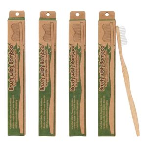 brush with bamboo toothbrush with plant-based bristles - 4 pack