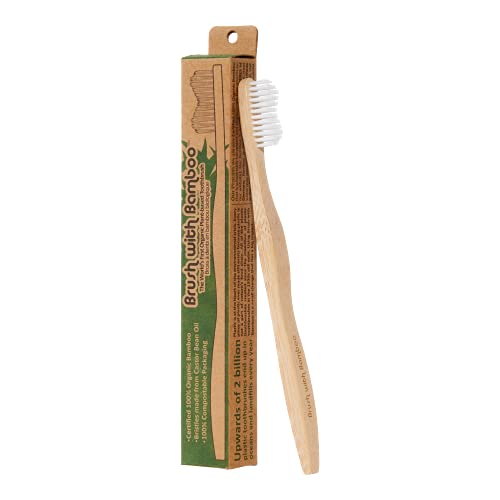 Brush with Bamboo Toothbrush with Plant-Based Bristles - 4 Pack