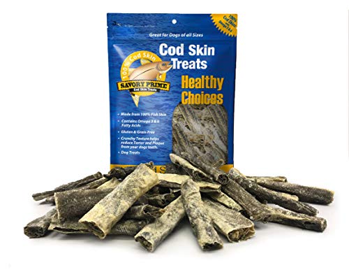 Savory Prime Cod Skin Fish Strips, 16-Ounce, No Artificial Color, All Breed Sizes (62016)