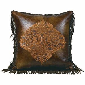 hiend accents austin embroidered western faux leather pillow