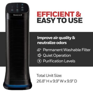 Honeywell HFD320 Air Genius 5 Air Purifier with Permanent Washable Filter Large Rooms (250 sq. ft.) Black