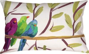manual climaweave indoor/outdoor decorative throw pillow, 18 x 13-inch, flocked together songbirds